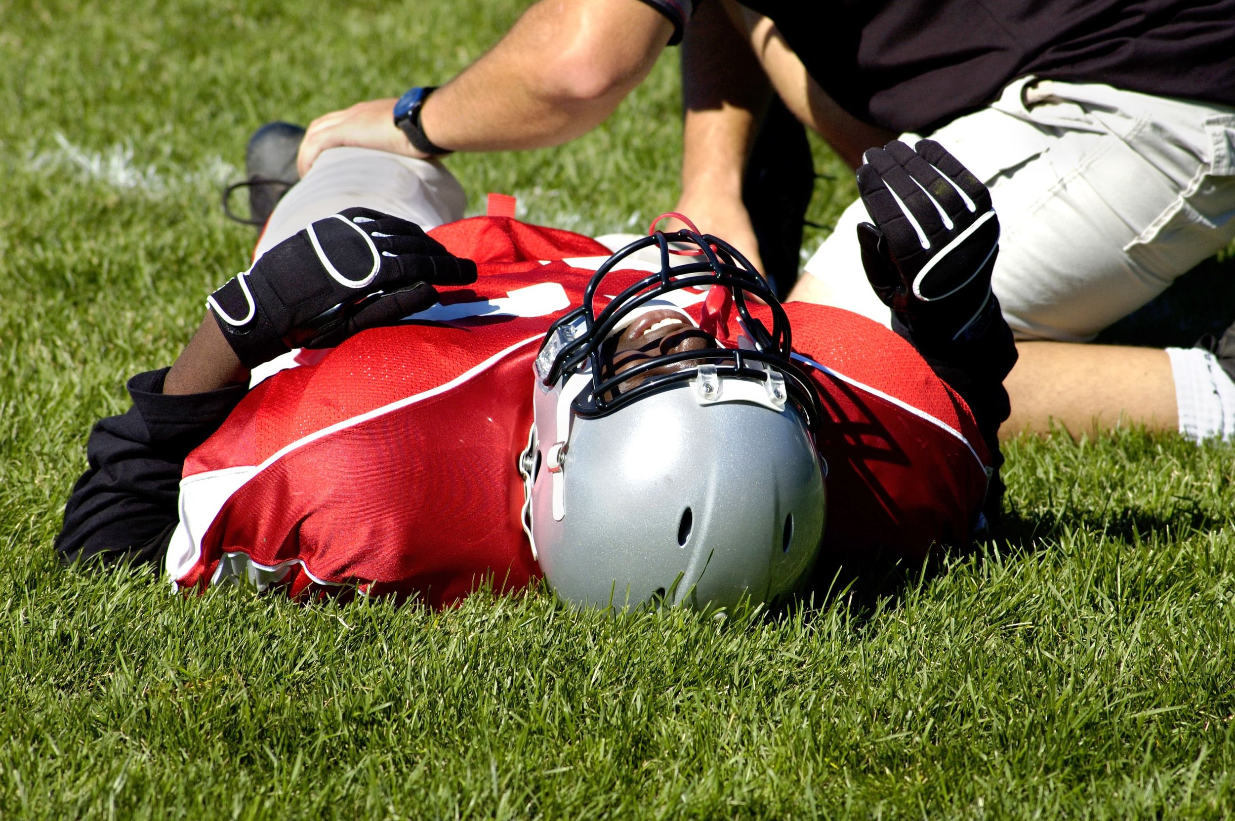 Injured foot ball player