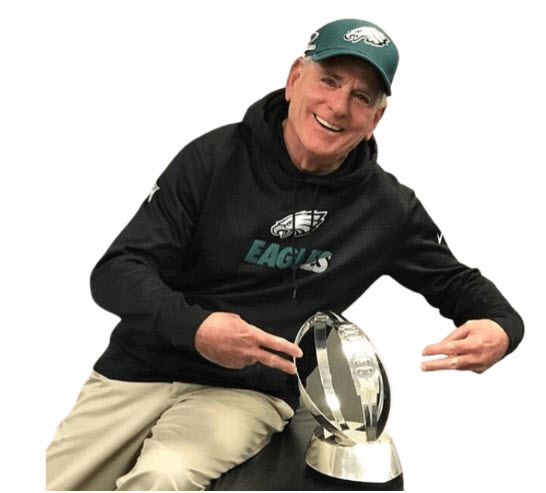 Dr. Lee Cohen with Eagles Super Bowl Trophy